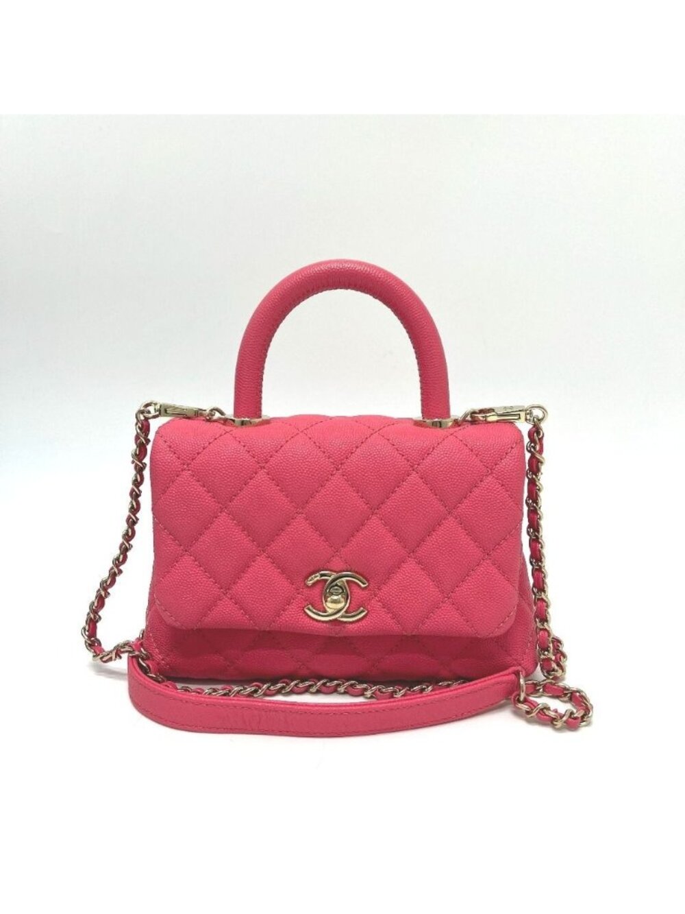 Chanel Handbag Coco Handle XXS 19 Caviar Leather Coral Pink X